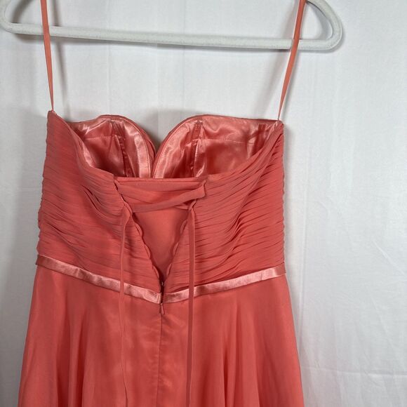 Cinderella Divine Strapless Coral Cocktail Dress Corset Back Size 12 Preowned - Picture 5 of 9